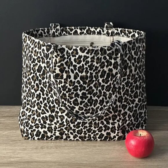 Leopard Print Large Canvas Tote Bag - Picture 1 of 4